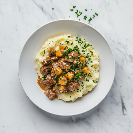 Beef Stroganoff with Mashed Sweet Potatoes - Pete's Real Food